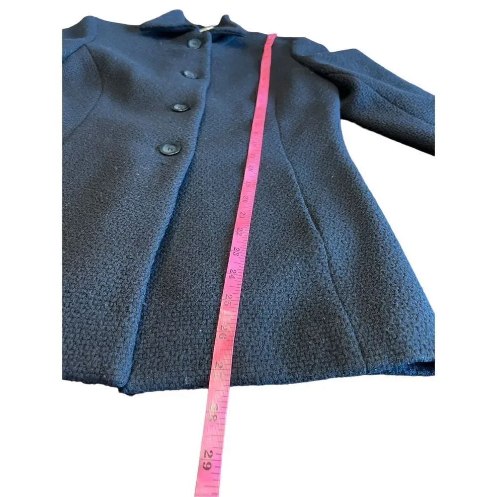 Talbots petite 100% wool black blazer coat button up collar size 6 career work